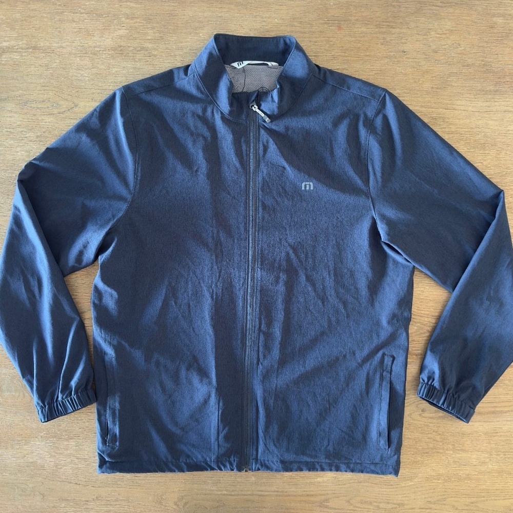 Travis Mathew Sz Lg Full Zip Lightweight Golf Jacket Blue Windbreaker Mesh Lined